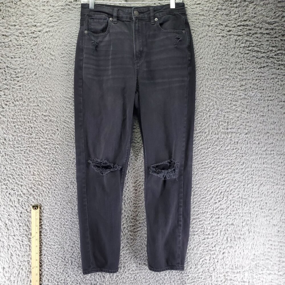 American Eagle Outfitters Jeans Women’s 4 Black Mom Jean Distressed Knees